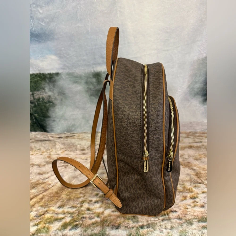 Michael Kors Brown Signature Large Jet Set Abbey Backpack